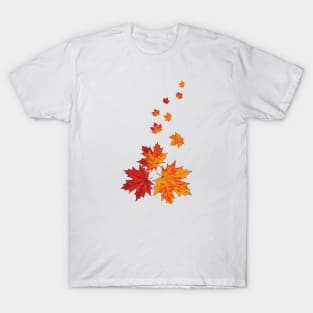 Cartoon beautiful falling maple leaves T-Shirt